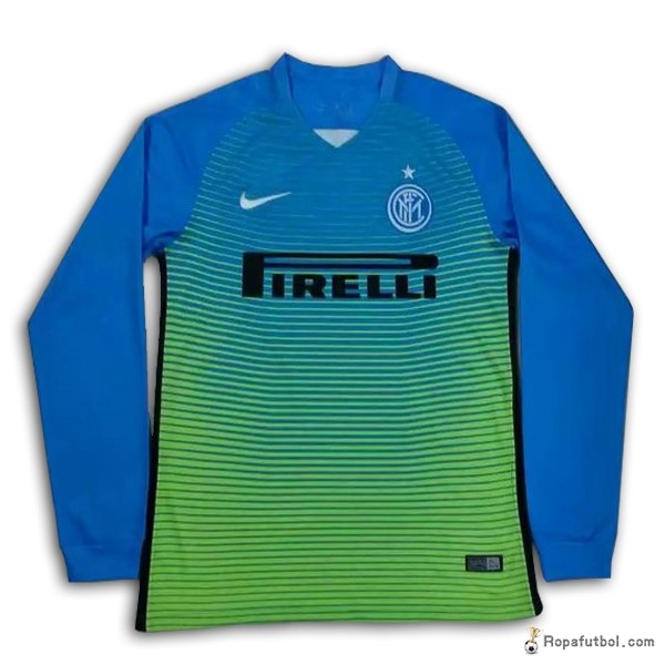 Camiseta Inter de Milán Replica Tercera Ropa ML 2016/17 Azul